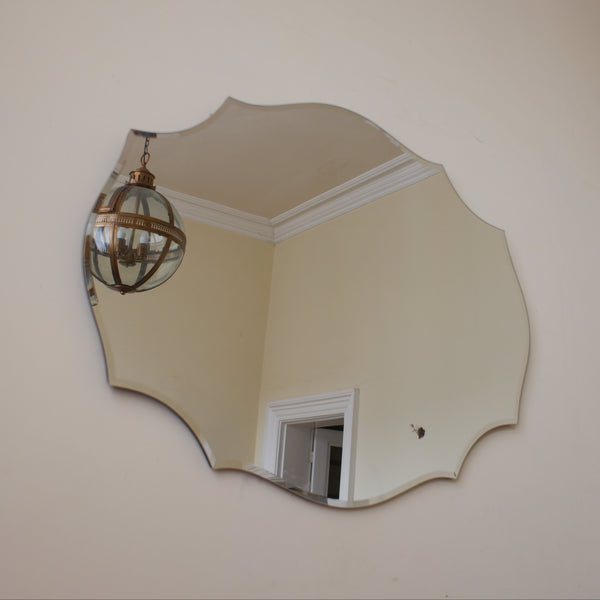 New 90x70cm Overmantel Bevelled Frameless Shaped Mirror