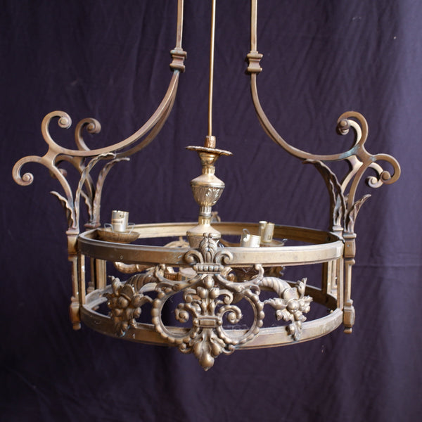 Antique Victorian BRASS Gas Light Lantern Chandelier Pendant Ceiling Light