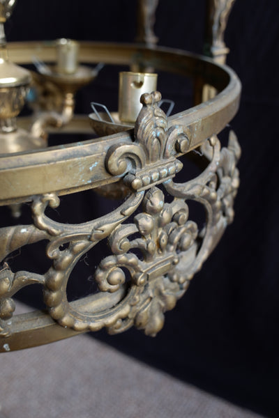 Antique Victorian BRASS Gas Light Lantern Chandelier Pendant Ceiling Light