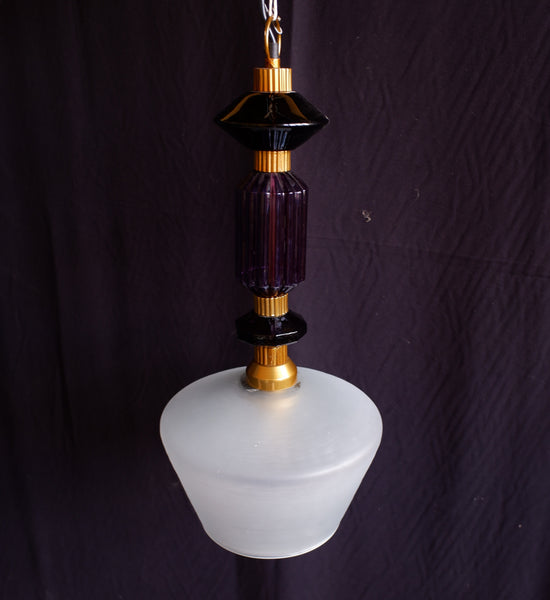 Alena Ink Blue & Frosted Glass Shade Chandelier By LIBRA Pendant Ceiling Light