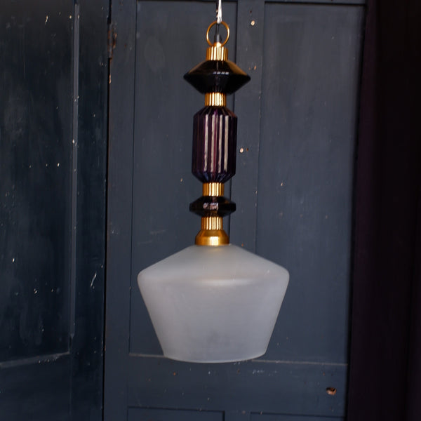 Alena Ink Blue & Frosted Glass Shade Chandelier By LIBRA Pendant Ceiling Light