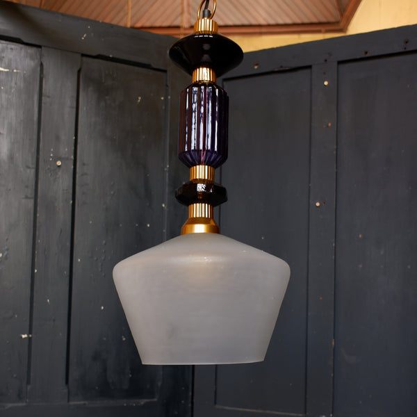 Alena Ink Blue & Frosted Glass Shade Chandelier By LIBRA Pendant Ceiling Light