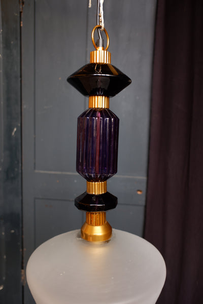 Alena Ink Blue & Frosted Glass Shade Chandelier By LIBRA Pendant Ceiling Light