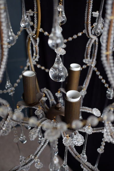 French Style TEARDROP Glass Crystal Chandelier Bronze Pendant Ceiling Light