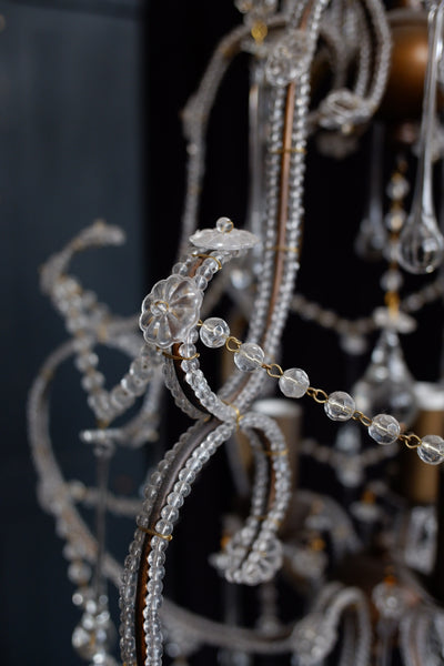 French Style TEARDROP Glass Crystal Chandelier Bronze Pendant Ceiling Light