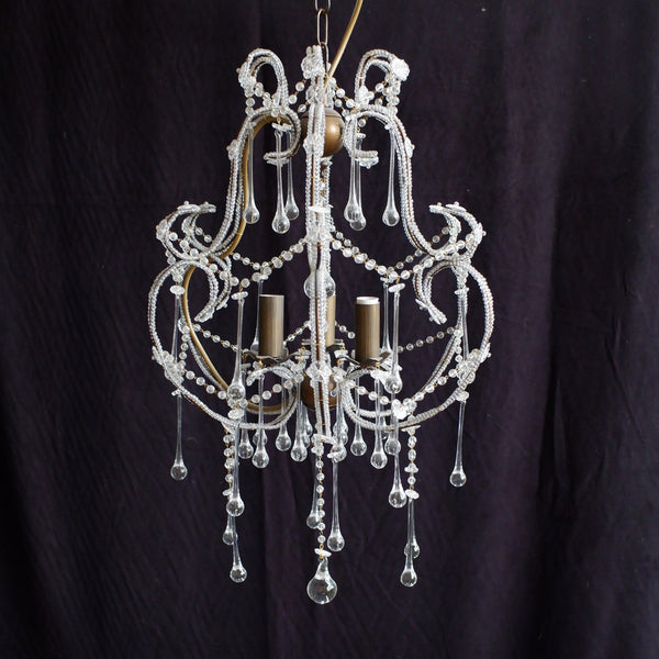 French Style TEARDROP Glass Crystal Chandelier Bronze Pendant Ceiling Light