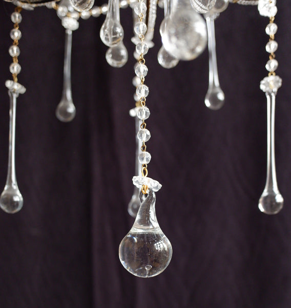 French Style TEARDROP Glass Crystal Chandelier Bronze Pendant Ceiling Light