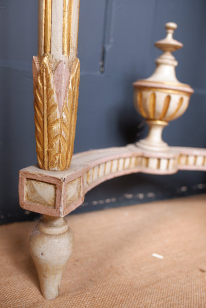 Antique French Louis White Marble Cream & Gold Gilt Shabby Chic Console Table