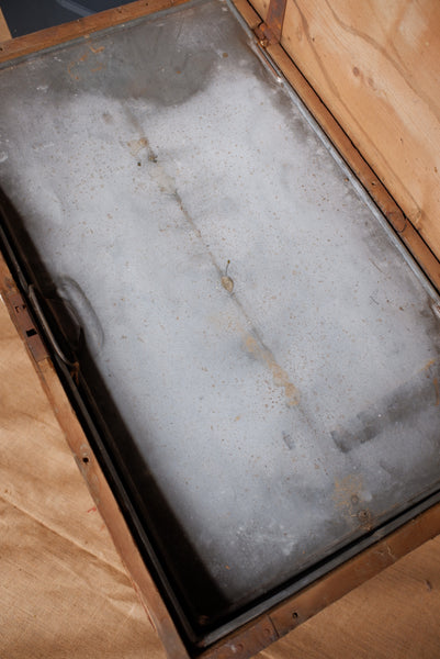 Antique PINE Wood Box Storage Shipping Trunk Chest with Zinc Liner