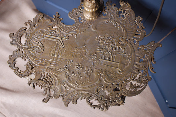 Tall Antique Cast Metal Gold Gilded Standard LAMP Table with Gold Shade