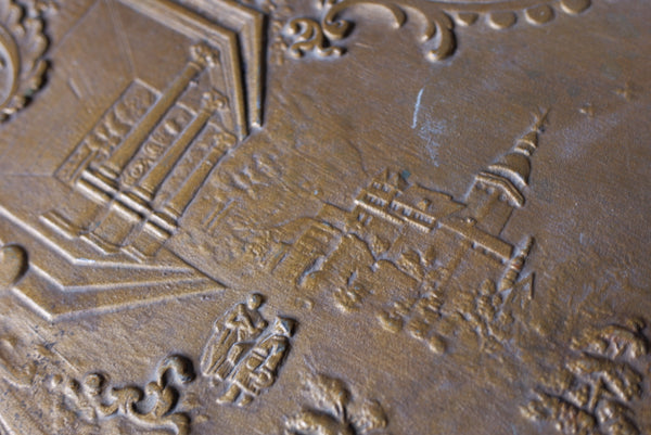 Tall Antique Cast Metal Gold Gilded Standard LAMP Table with Gold Shade