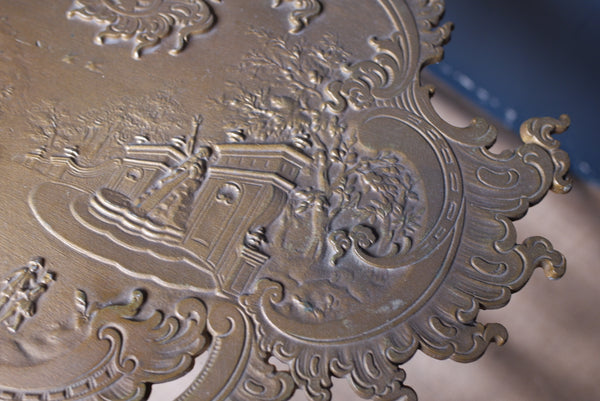 Tall Antique Cast Metal Gold Gilded Standard LAMP Table with Gold Shade