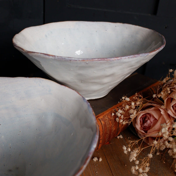 New AGED Rustic White Ceramic Handmade Bowl/Dish- 2 Sizes Available