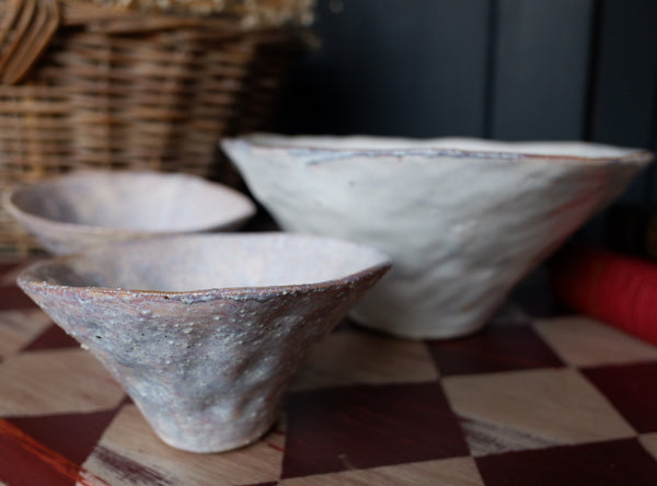 New AGED Rustic White Ceramic Handmade Bowl/Dish- 2 Sizes Available