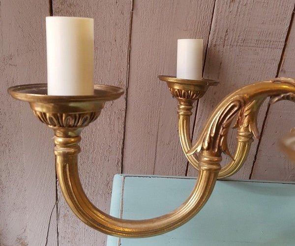 Antique Vintage FRENCH Gilt Gold BRASS 6 Arm Ornate Ceiling Light Chandelier Lighting