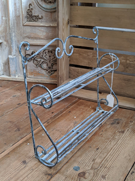 New GREY Shabby Chic French Metal 2 Shelf Spice Kitchen Bath Storage Wall Rack