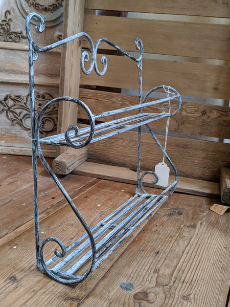 New GREY Shabby Chic French Metal 2 Shelf Spice Kitchen Bath Storage Wall Rack