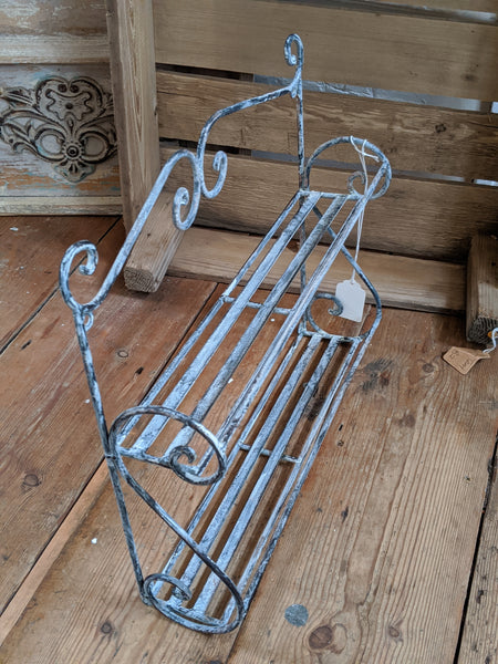 New GREY Shabby Chic French Metal 2 Shelf Spice Kitchen Bath Storage Wall Rack