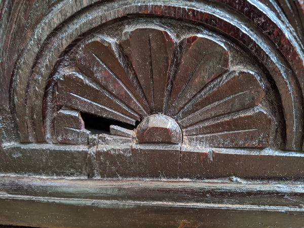 Antique OAK 17th Century Wooden Storage Carved Trunk MULE Chest COFFER with Drawers