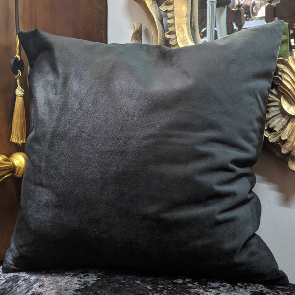 New 18" Square Black Printed FLORAL Design Shabby Chic Style VELVET Feather CUSHION & Cover