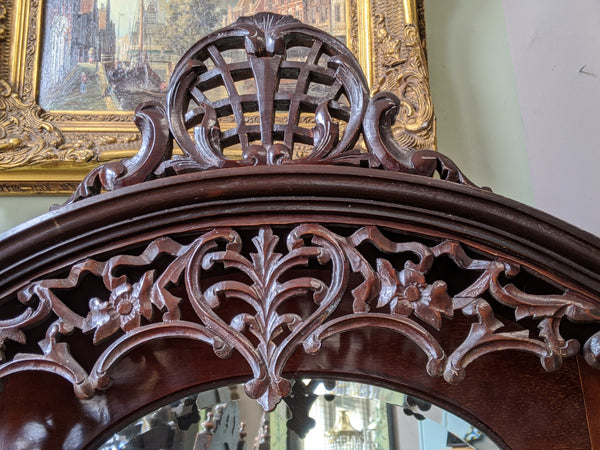 Antique INLAID Mahogany Chiffonier Dresser Sideboard Credenza Display Glass China Cabinet Cupboard