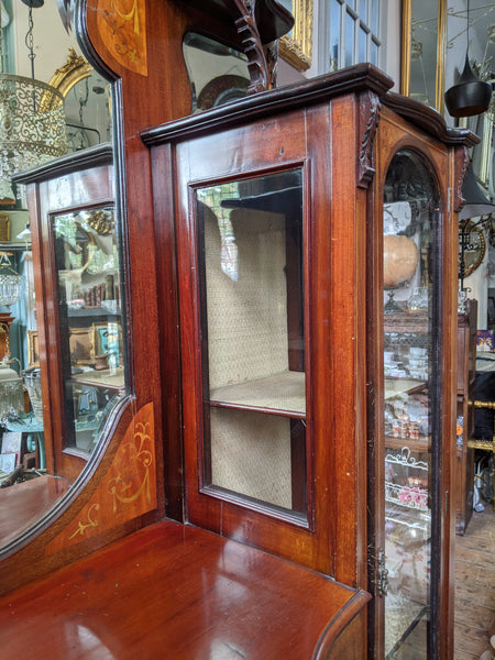 Antique INLAID Mahogany Chiffonier Dresser Sideboard Credenza Display Glass China Cabinet Cupboard