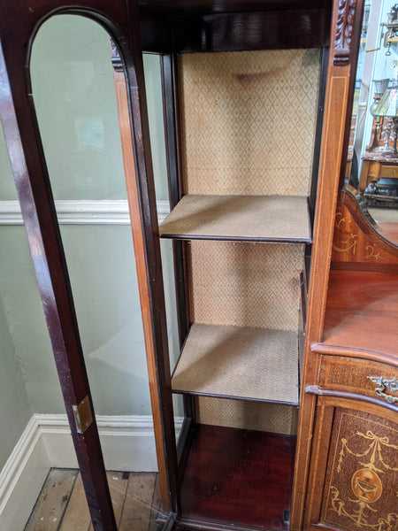 Antique INLAID Mahogany Chiffonier Dresser Sideboard Credenza Display Glass China Cabinet Cupboard