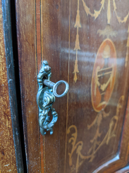 Antique INLAID Mahogany Chiffonier Dresser Sideboard Credenza Display Glass China Cabinet Cupboard