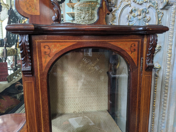 Antique INLAID Mahogany Chiffonier Dresser Sideboard Credenza Display Glass China Cabinet Cupboard