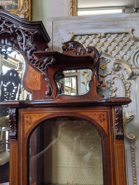 Antique INLAID Mahogany Chiffonier Dresser Sideboard Credenza Display Glass China Cabinet Cupboard