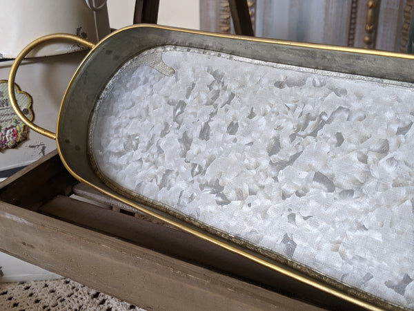 NEW French Grey Lattice Set of 3 Planter Metal Baskets Pots Buckets Bin Pail on Tray