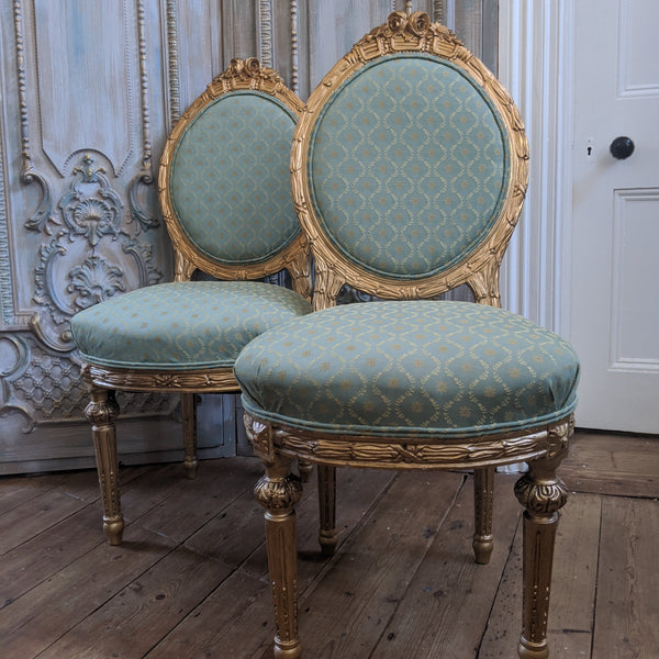 Antique FRENCH Louis GOLD Gilt Shabby Chic Carved Hall Boudoir Parlour Chair