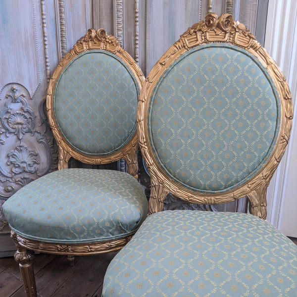 Antique FRENCH Louis GOLD Gilt Shabby Chic Carved Hall Boudoir Parlour Chair