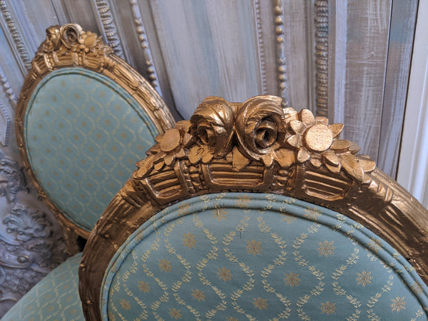 Antique FRENCH Louis GOLD Gilt Shabby Chic Carved Hall Boudoir Parlour Chair