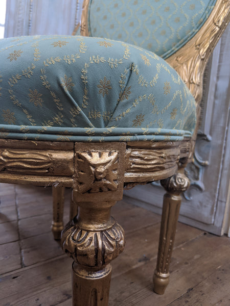 Antique FRENCH Louis GOLD Gilt Shabby Chic Carved Hall Boudoir Parlour Chair
