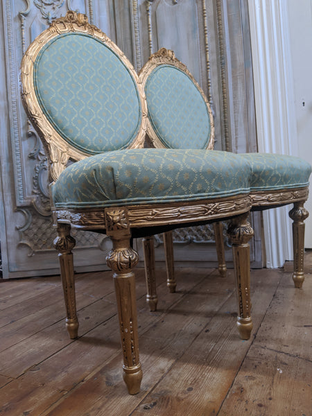 Antique FRENCH Louis GOLD Gilt Shabby Chic Carved Hall Boudoir Parlour Chair