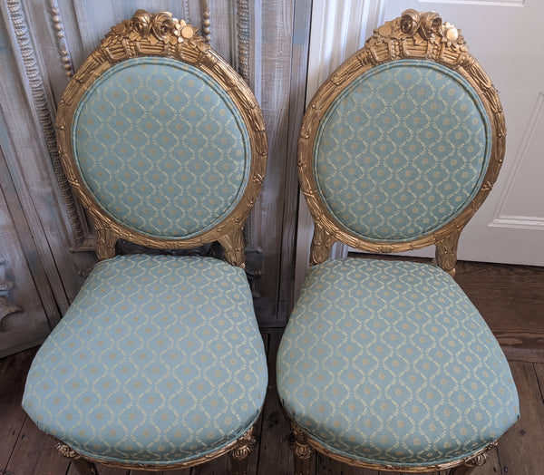 Antique FRENCH Louis GOLD Gilt Shabby Chic Carved Hall Boudoir Parlour Chair