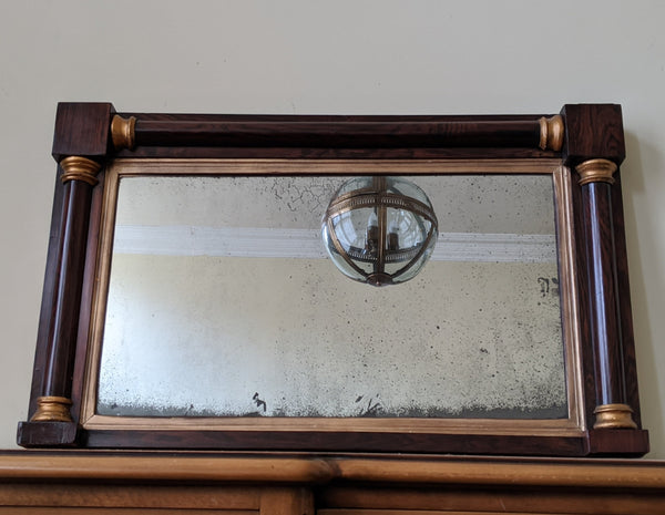 Antique REGENCY Rosewood Gold Ornate OVERMANTEL Wide Wall Wood Frame Mirror