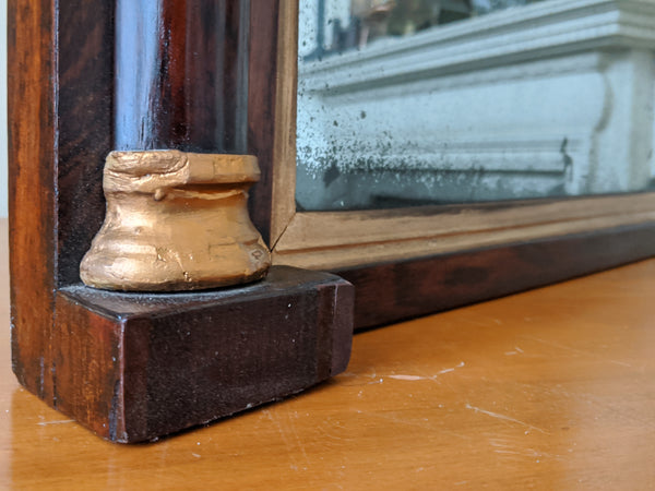 Antique REGENCY Rosewood Gold Ornate OVERMANTEL Wide Wall Wood Frame Mirror