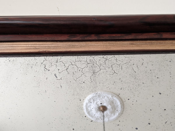 Antique REGENCY Rosewood Gold Ornate OVERMANTEL Wide Wall Wood Frame Mirror