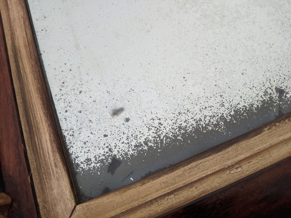 Antique REGENCY Rosewood Gold Ornate OVERMANTEL Wide Wall Wood Frame Mirror