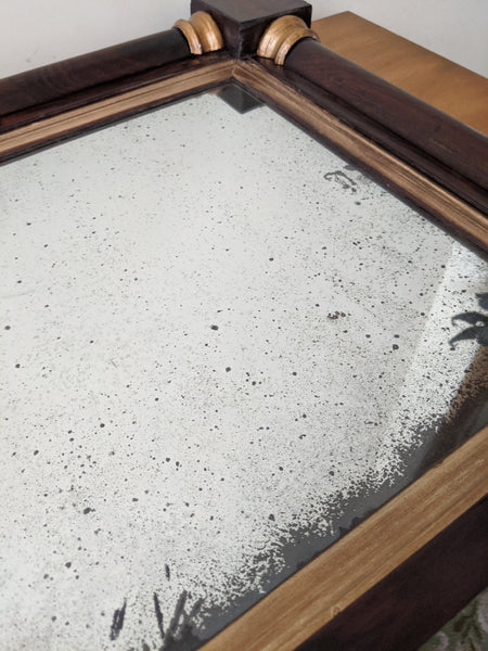 Antique REGENCY Rosewood Gold Ornate OVERMANTEL Wide Wall Wood Frame Mirror