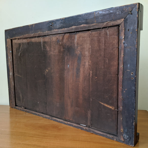 Antique REGENCY Rosewood Gold Ornate OVERMANTEL Wide Wall Wood Frame Mirror