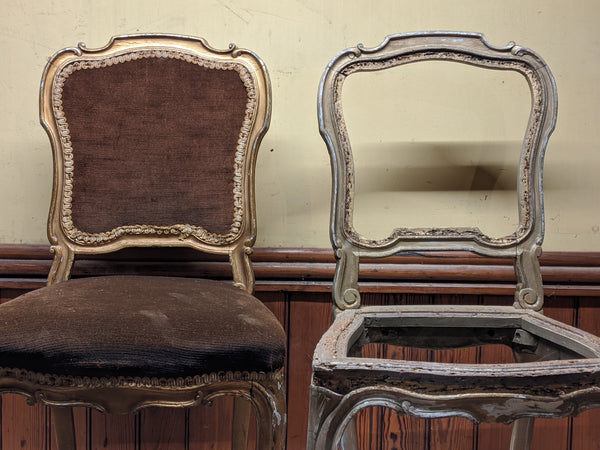 Antique FRENCH Louis Shabby Chic GOLD Gilt & Dusky Pink Carved Hall Boudoir Parlour Dining Chair
