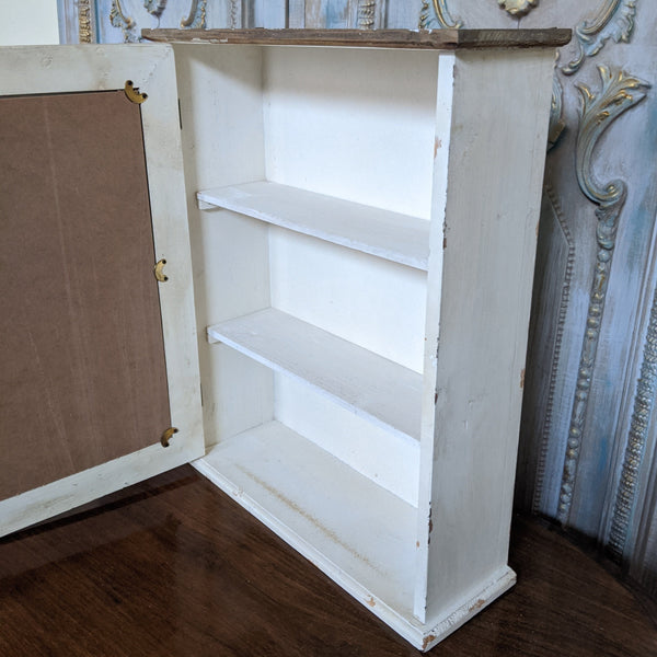 New VINTAGE French CREAM Mirror APOTHECARY Medicine Shabby Chic Bath Cabinet Cupboard