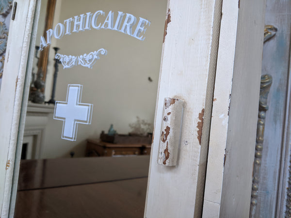 New VINTAGE French CREAM Mirror APOTHECARY Medicine Shabby Chic Bath Cabinet Cupboard