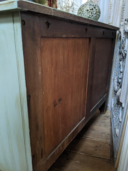 ANTIQUE Art Nouveau Distressed GREEN Painted Shabby Chic Chest of 2 Over 2 Drawer Unit