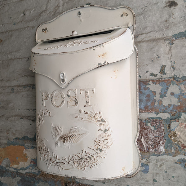 New CREAM Metal Tin Shabby Chic Vintage French Rustic Wall POST Mail Letter BOX