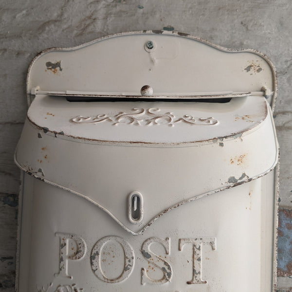 New CREAM Metal Tin Shabby Chic Vintage French Rustic Wall POST Mail Letter BOX