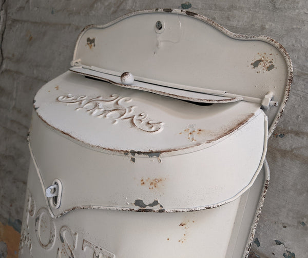 New CREAM Metal Tin Shabby Chic Vintage French Rustic Wall POST Mail Letter BOX